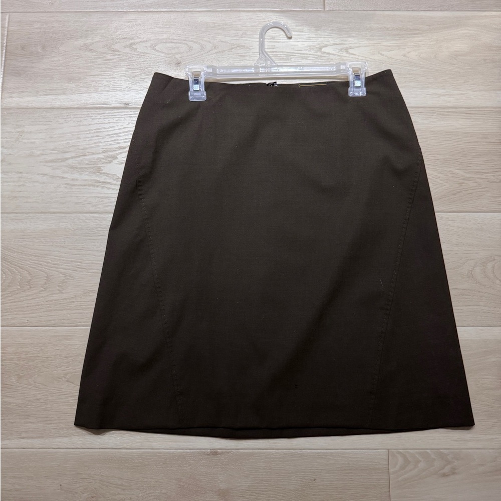 Brooks Brothers Loro Piana Italian Wool Pencil Skirt Green Brown Size 8